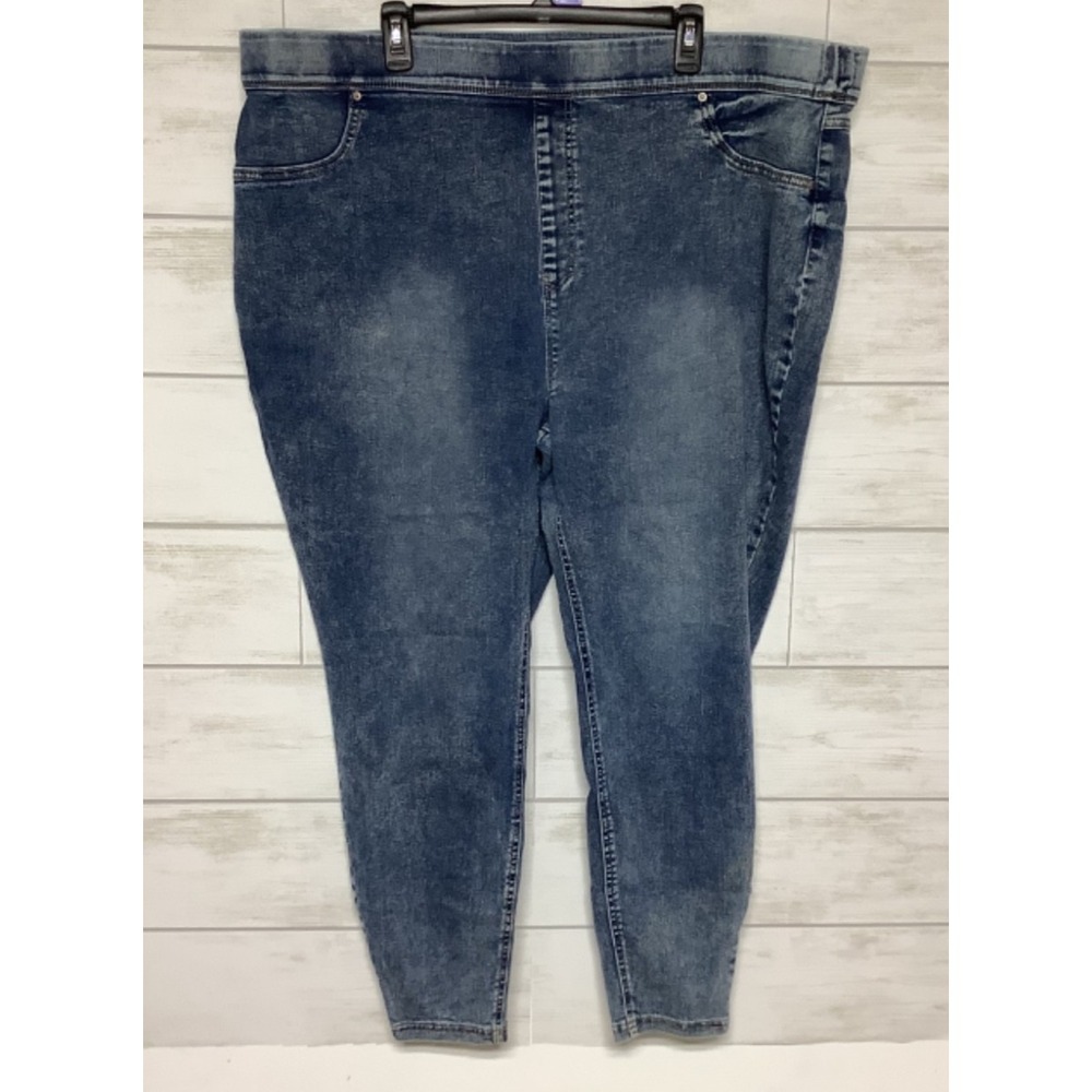 Terra & Sky Womens Pull on Jeans 3X 24W-26W Blue Leggings High Rise Skinny Denim